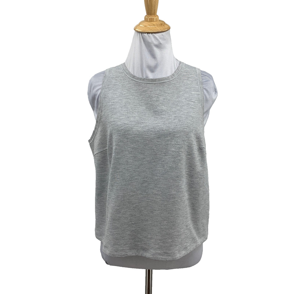 Lululemon Tank Top Womens 8 Gray Minimal Heathered Open Back Cropped Quick Dry